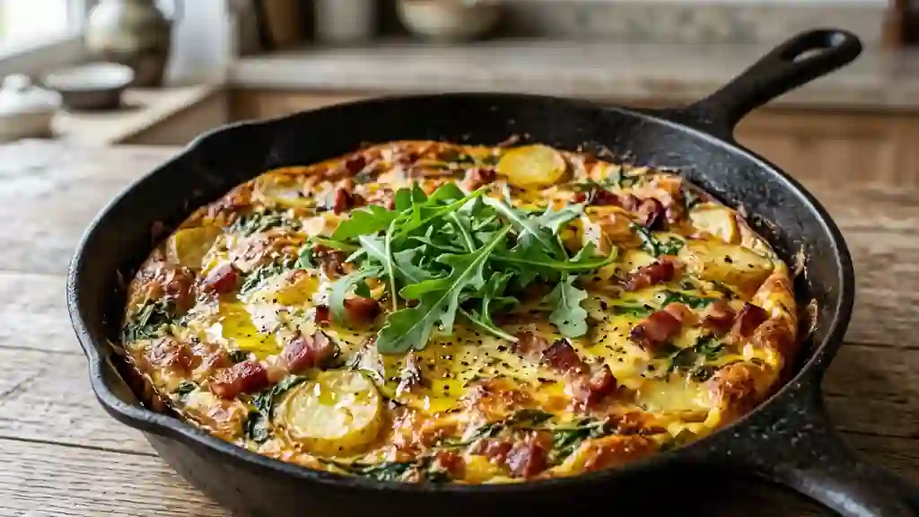 Frittata fondante lardons et roquette - Photo de présentation