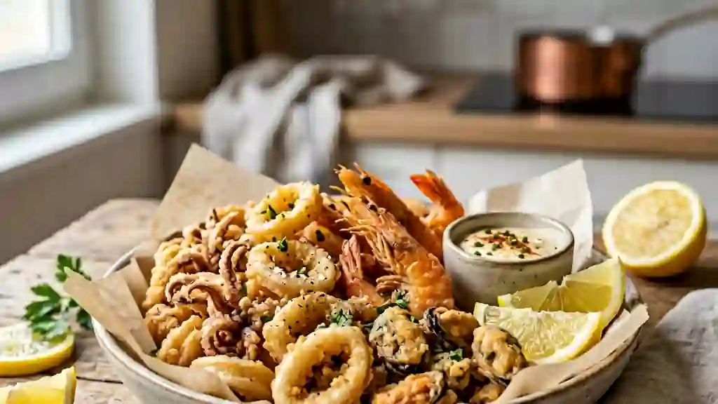 Fritto misto croustillant aux fruits de mer - Photo de présentation
