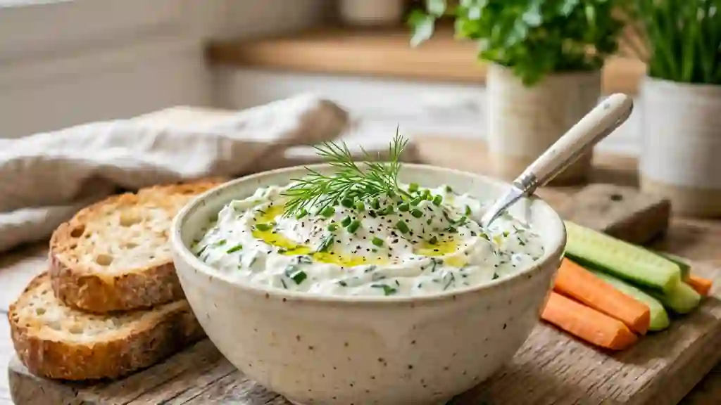 Fromage blanc onctueux aux herbes fraîches - Photo de présentation