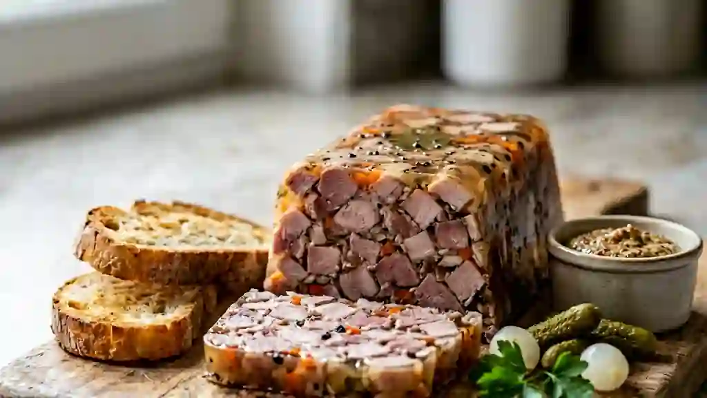 Fromage de tête rustique au bouillon vinaigré - Photo de présentation