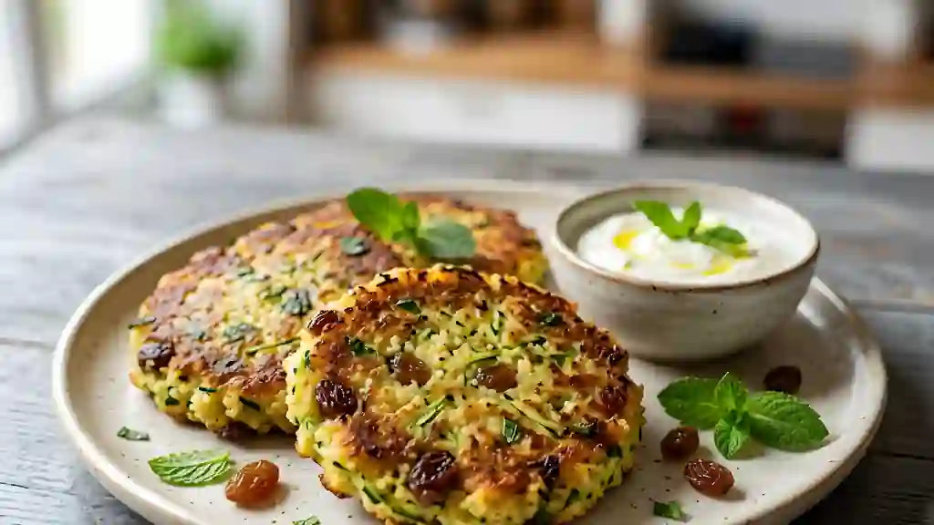 Galettes croustillantes courgette et menthe - Photo de présentation