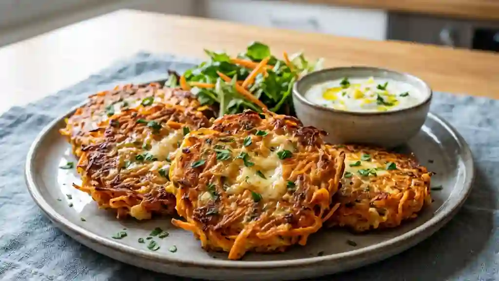 Galettes de carottes croustillantes au fromage - Photo de présentation
