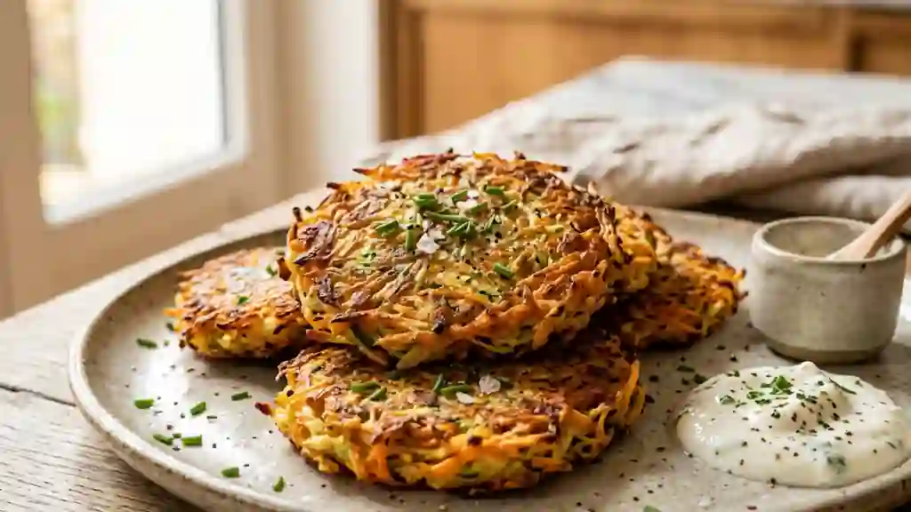 Galettes de légumes croustillantes et fondantes - Photo de présentation