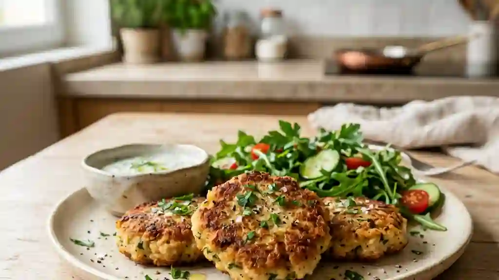 Galettes de poulet dorées et croustillantes - Photo de présentation