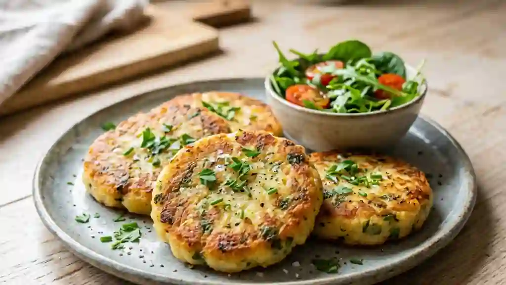 Galettes de purée croustillantes aux herbes - Photo de présentation
