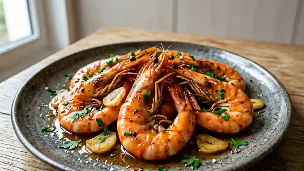 Gambas Grillées au Cognac et Ail Croquant - Photo de présentation