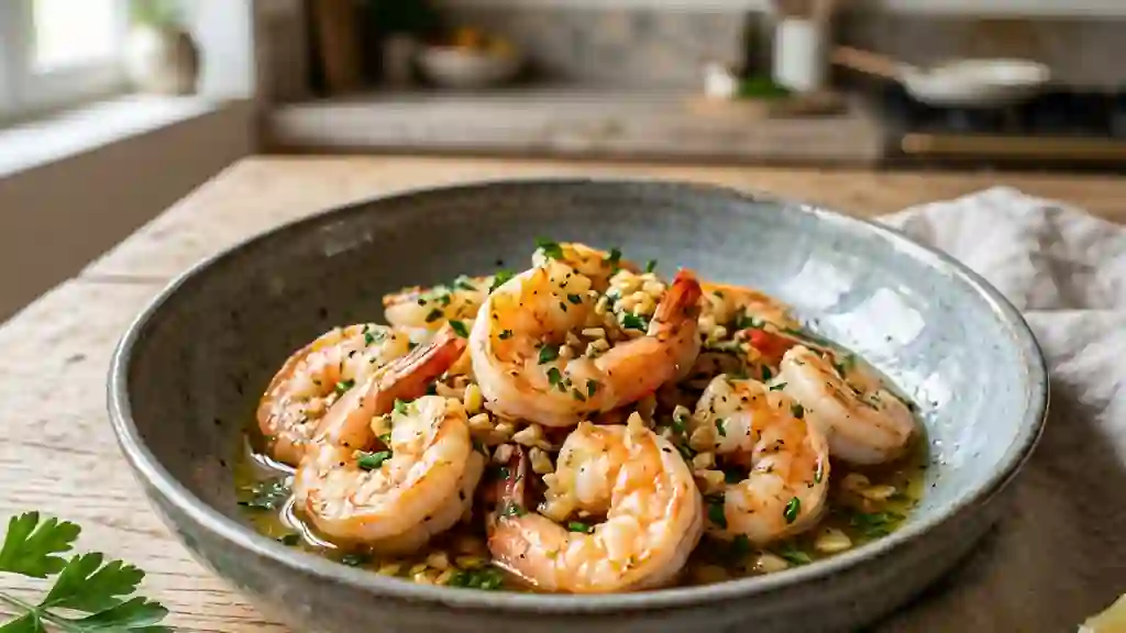 Gambas charnues à l'ail et persillade - Photo de présentation