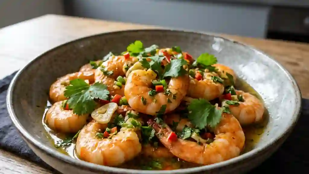 Gambas sautées au piment et citron vert - Photo de présentation