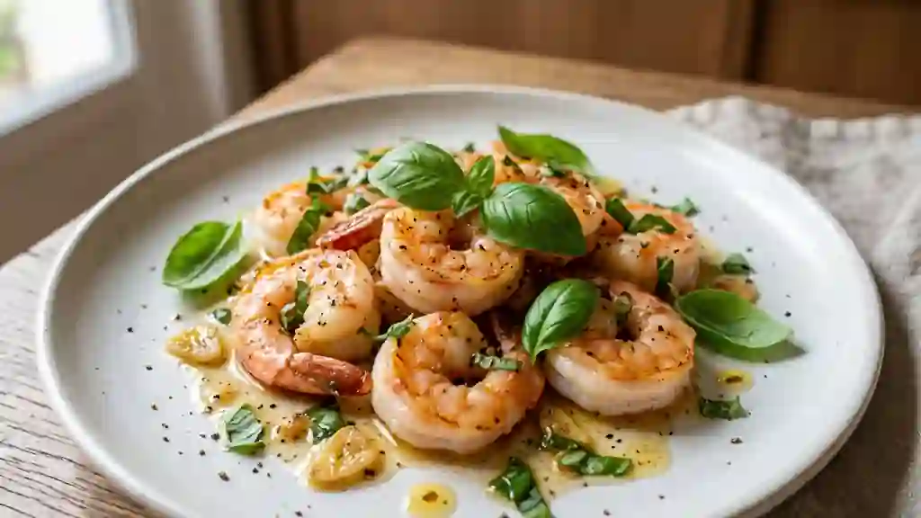 Gambas Croustillantes à l'Ail et Basilic Frais - Photo de présentation