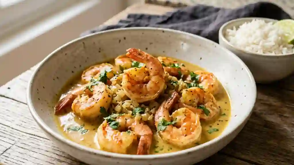 Gambas onctueuses au coco et gingembre - Photo de présentation