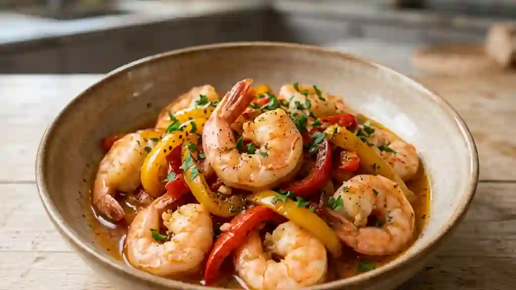 Gambas Snackées aux Poivrons Fondants - Photo de présentation
