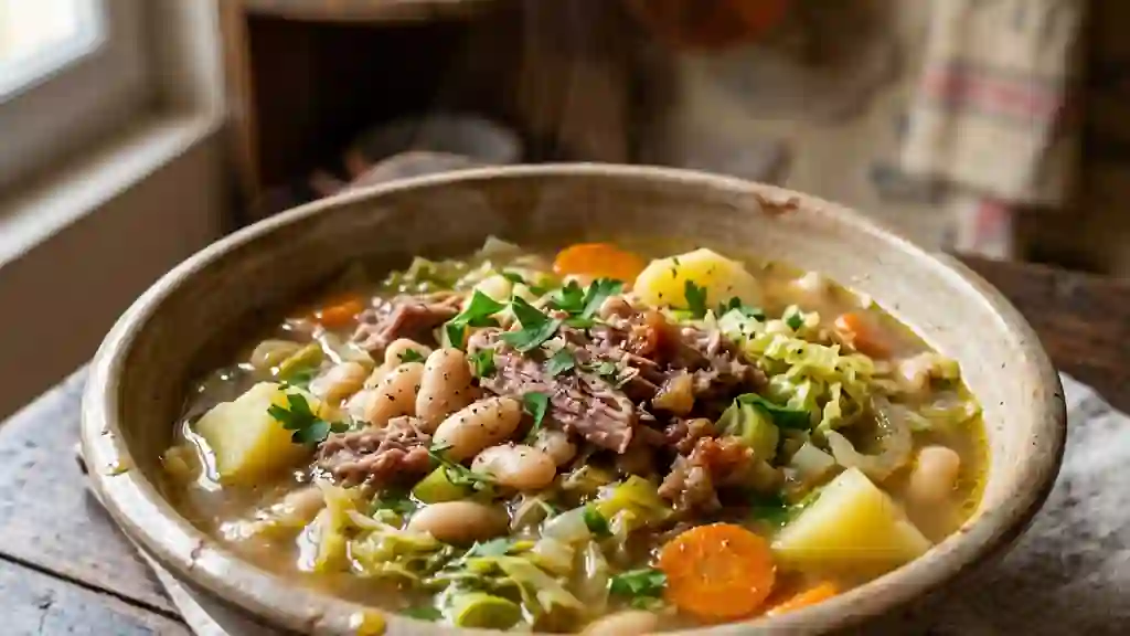 Garbure fondante au confit de canard et chou - Photo de présentation