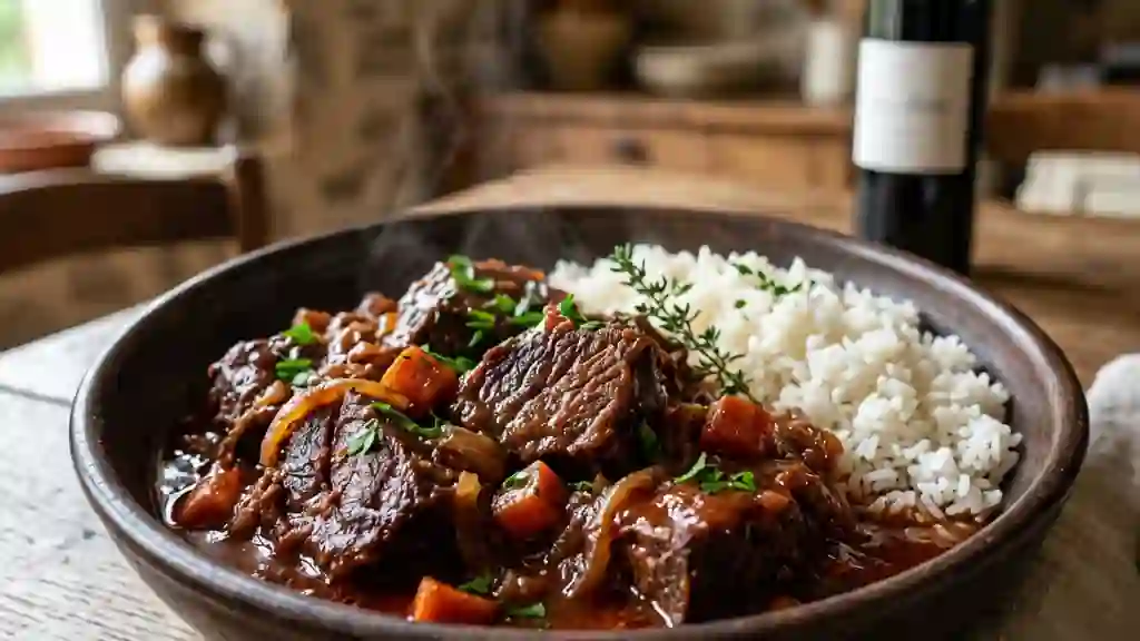 Gardiane de taureau fondante au vin rouge - Photo de présentation