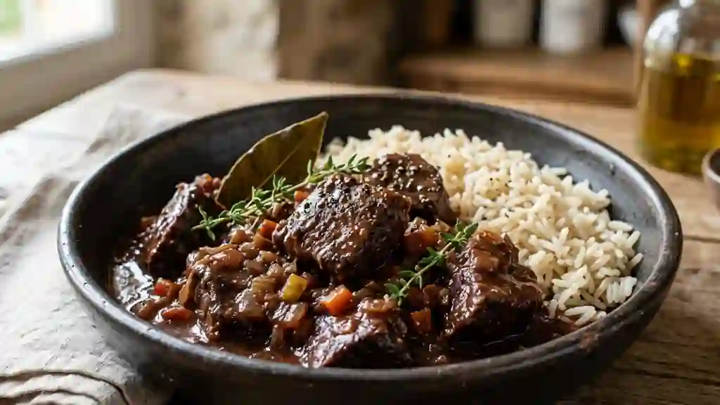 Gardianne de taureau fondante au vin rouge - Photo de présentation