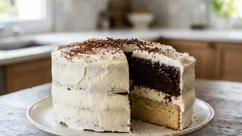 Layer cake moelleux vanille et chocolat - Photo de présentation