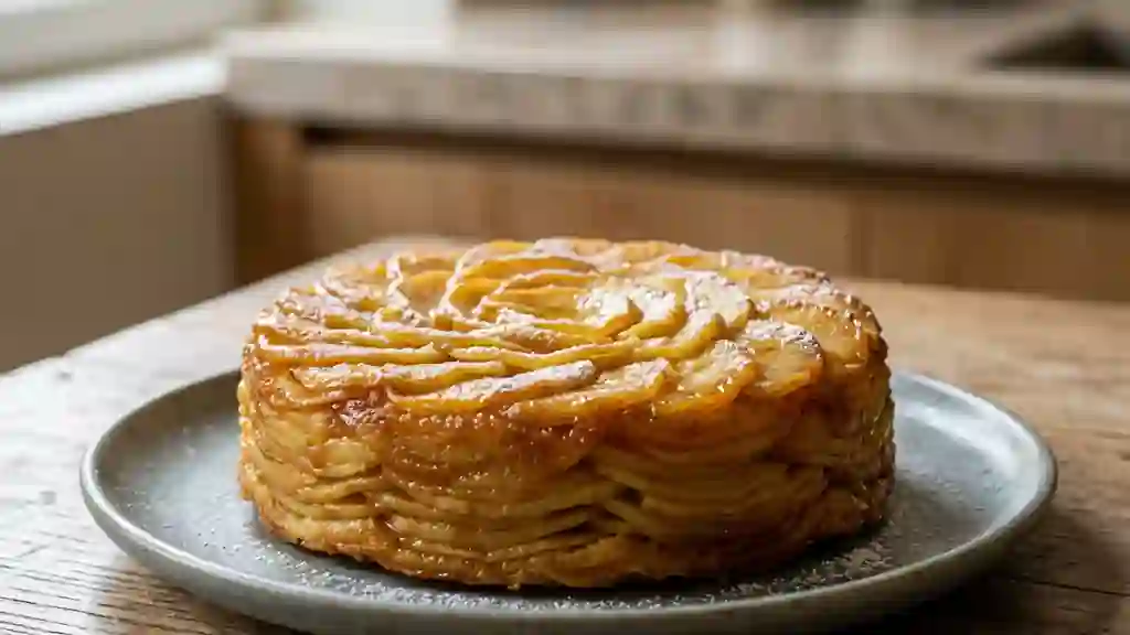 Gâteau Anna fondant aux pommes caramélisées - Photo de présentation