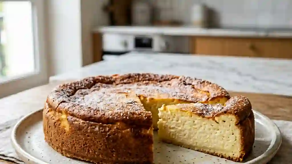 Käsekuchen aérien au fromage blanc et citron - Photo de présentation