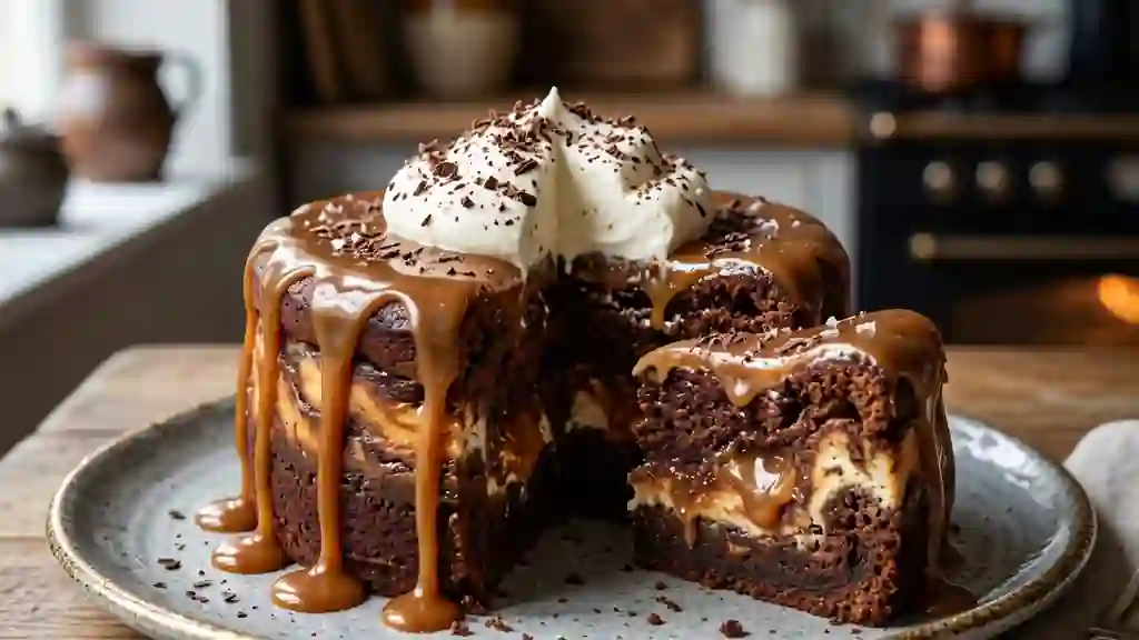 Gâteau Fondant Fromage, Chocolat et Caramel - Photo de présentation