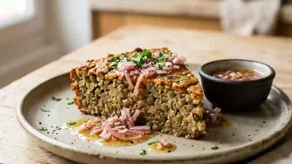 Terrine de lentilles du Berry et sauce acidulée - Photo de présentation