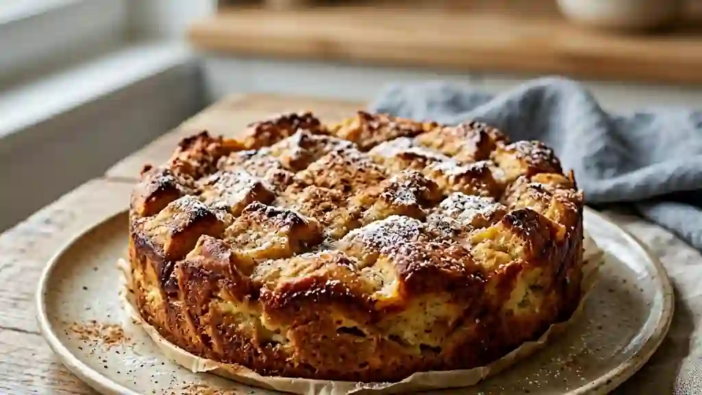 Gâteau de pain perdu fondant à la vanille - Photo de présentation