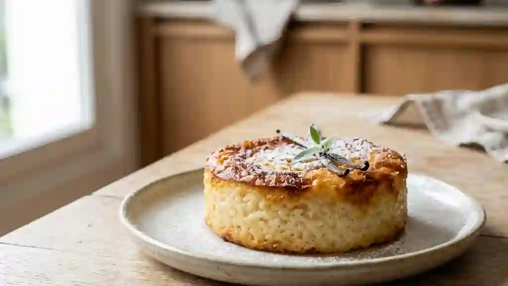 Gâteau de riz crémeux à la vanille - Photo de présentation