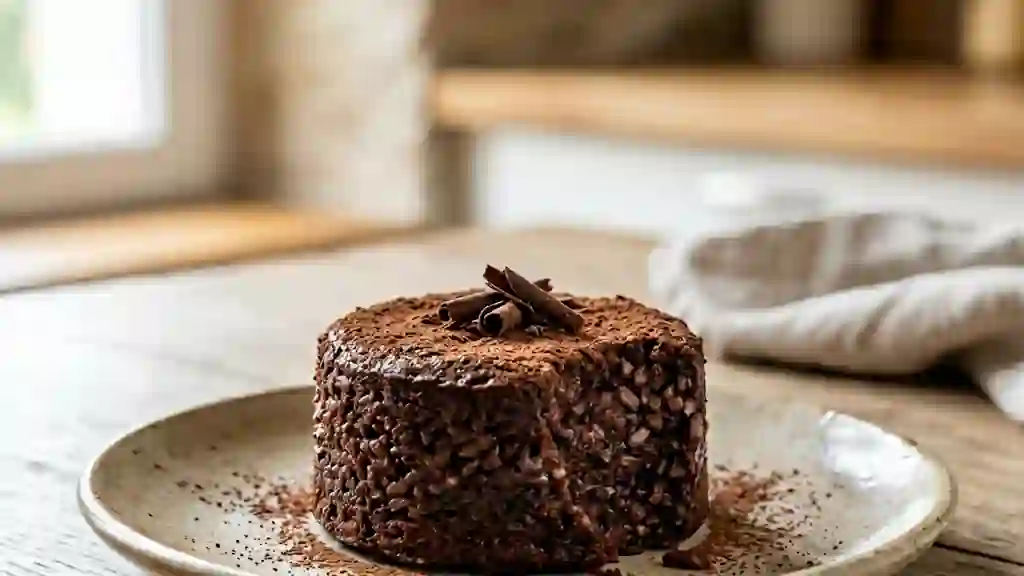 Gâteau de riz au chocolat intense et crémeux - Photo de présentation