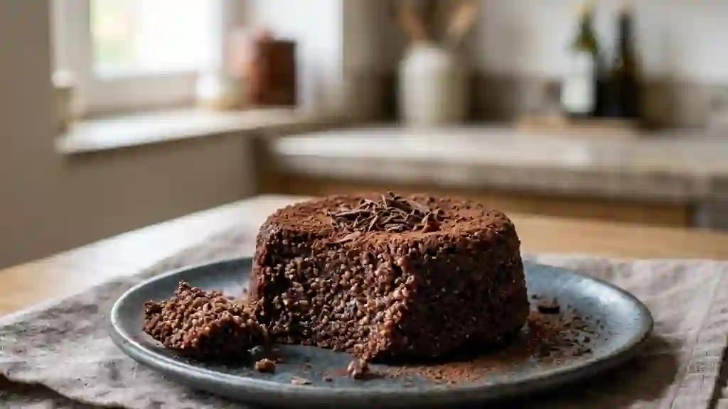 Gâteau de semoule onctueux au chocolat noir - Photo de présentation