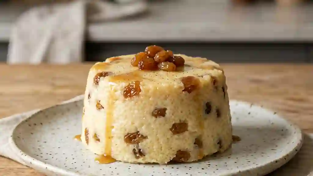 Gâteau de semoule fondant au rhum et raisins - Photo de présentation