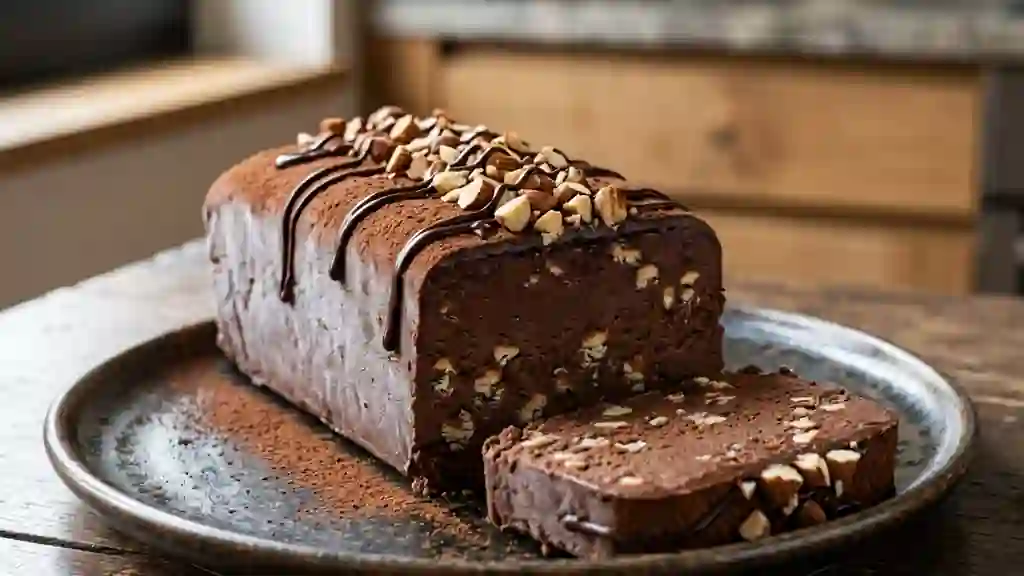 Gâteau glacé fondant chocolat et amandes - Photo de présentation