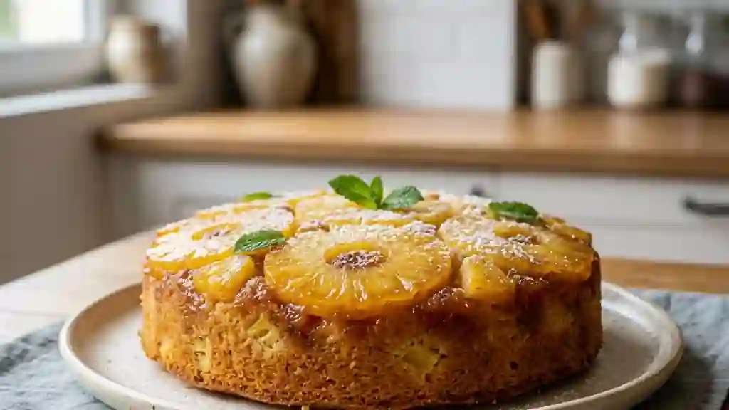 Gâteau hawaïen fondant à l'ananas frais - Photo de présentation