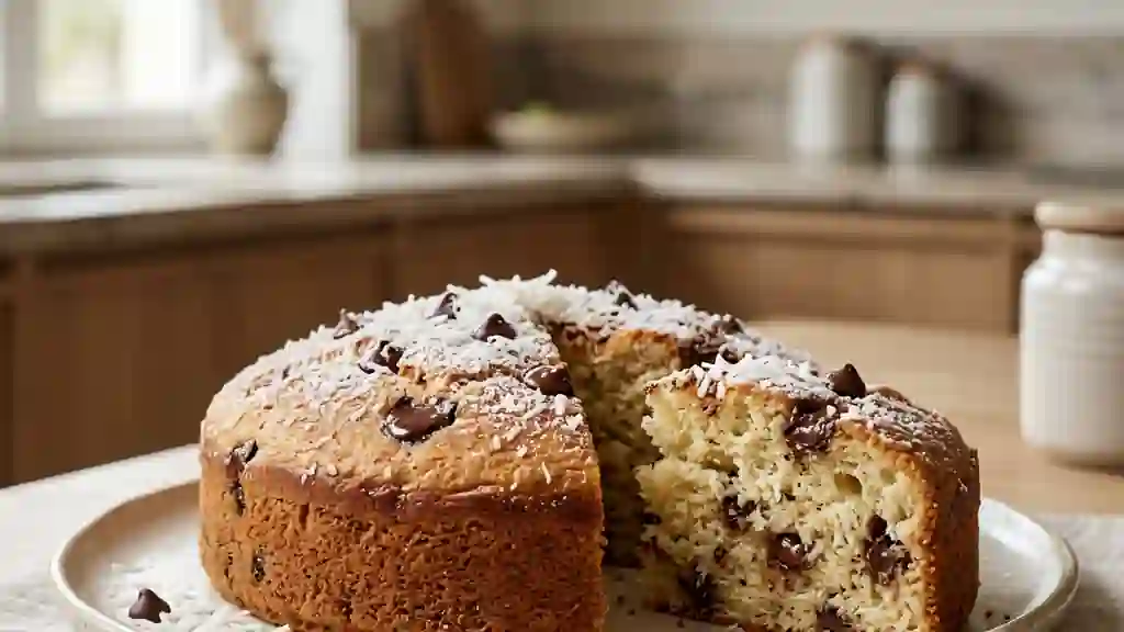 Moelleux coco et pépites de chocolat fondant - Photo de présentation