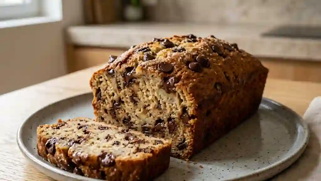 Gâteau fondant banane et pépites de chocolat - Photo de présentation