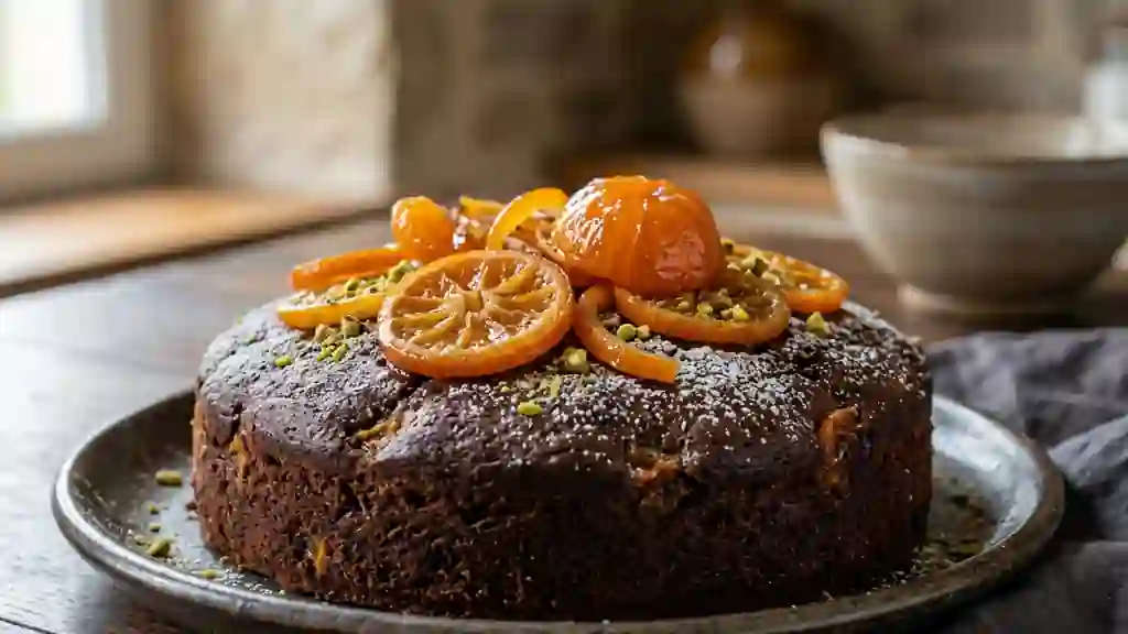 Moelleux chocolat noir et clémentines confites - Photo de présentation