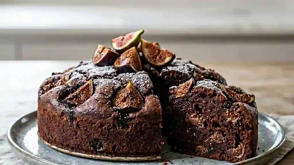 Gâteau Fondant Chocolat Noir et Figues Fraîches - Photo de présentation