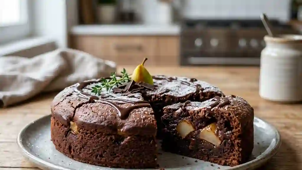 Moelleux intense chocolat et dés de poires - Photo de présentation
