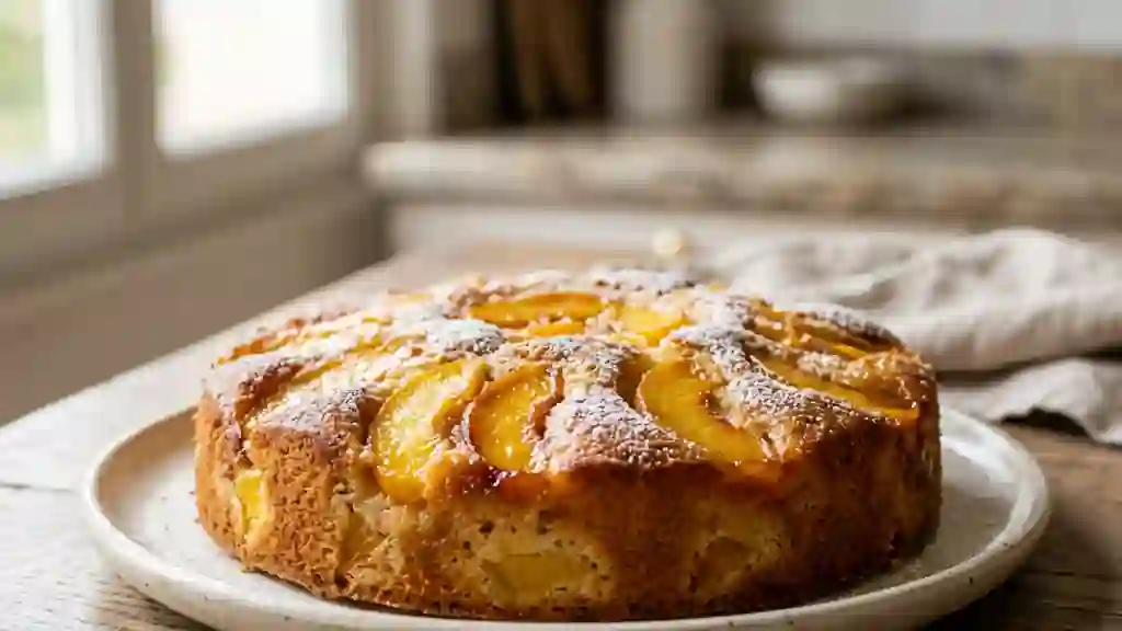 Gâteau Moelleux aux Pêches et Lait Vanillé - Photo de présentation