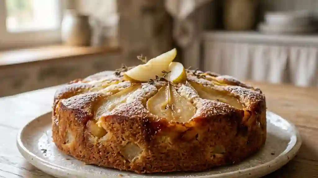 Gâteau yaourt et poires fondantes - Photo de présentation