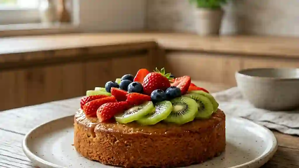 Moelleux amande et sa farandole de fruits frais - Photo de présentation