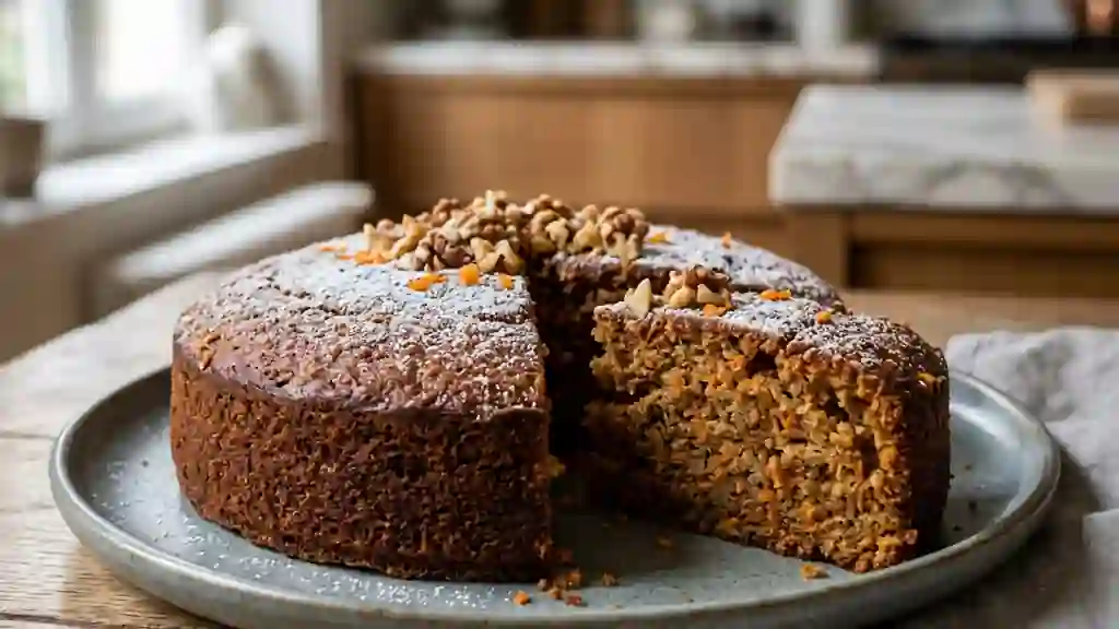 Carrot Cake norvégien fondant aux noix - Photo de présentation