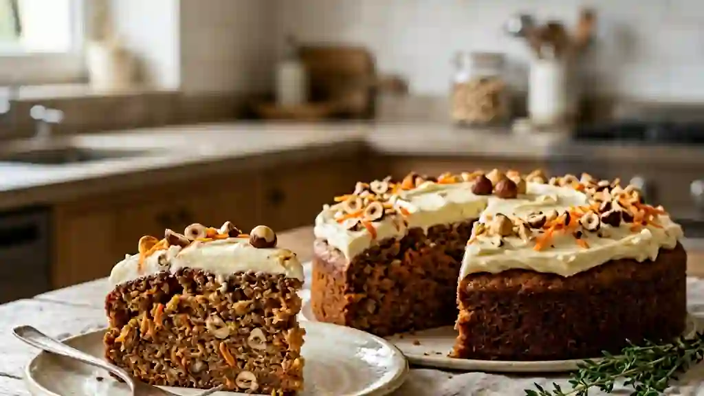 Gâteau fondant carotte et éclats de noisettes - Photo de présentation