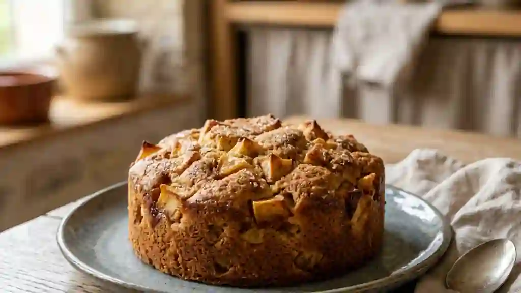 Gâteau fondant aux pommes et épices douces - Photo de présentation