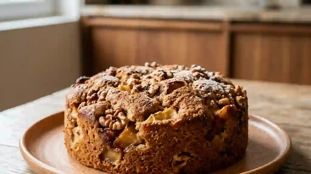 Gâteau Fondant Pommes, Noix et Cannelle - Photo de présentation