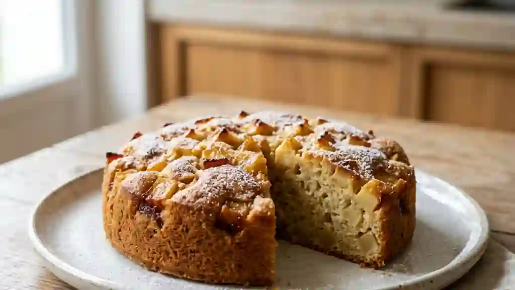 Gâteau aux pommes fondant et vanillé - Photo de présentation