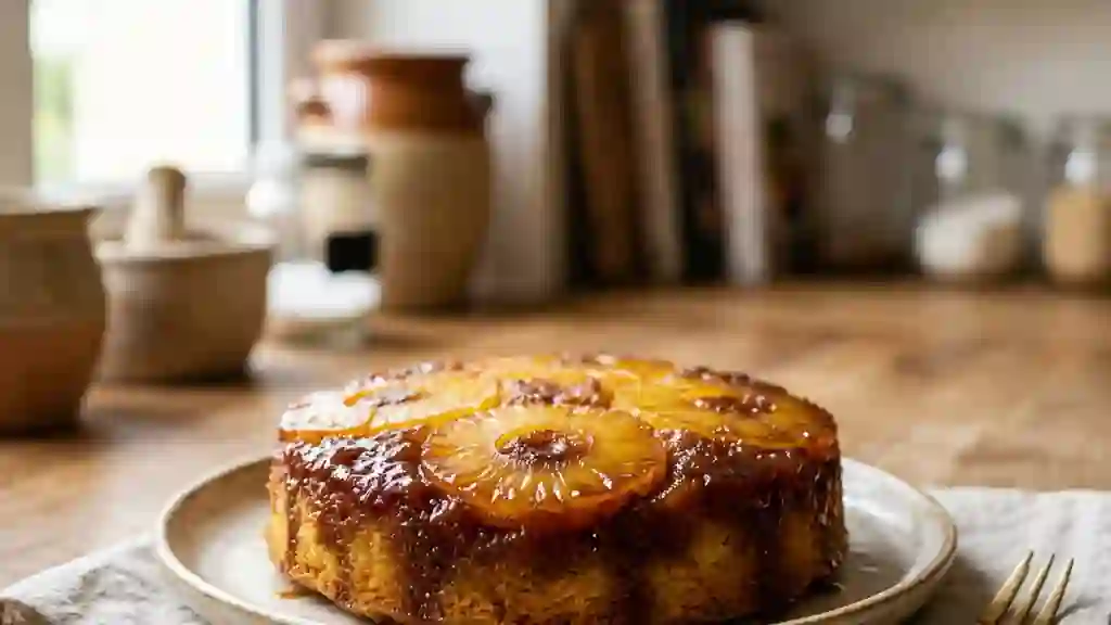 Gâteau fondant ananas caramélisé au rhum - Photo de présentation