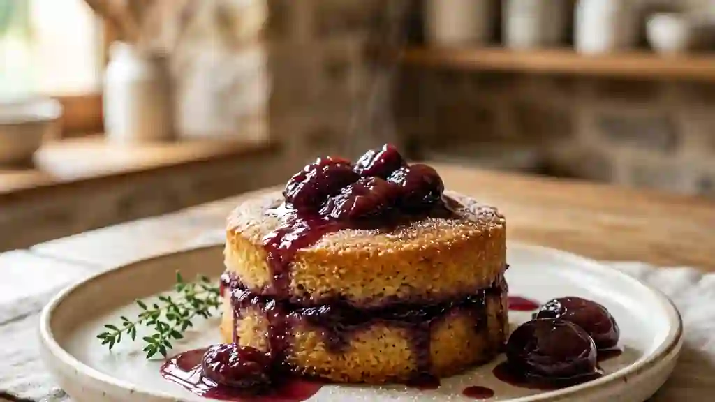 Gâteau de semoule fondant aux quetsches - Photo de présentation