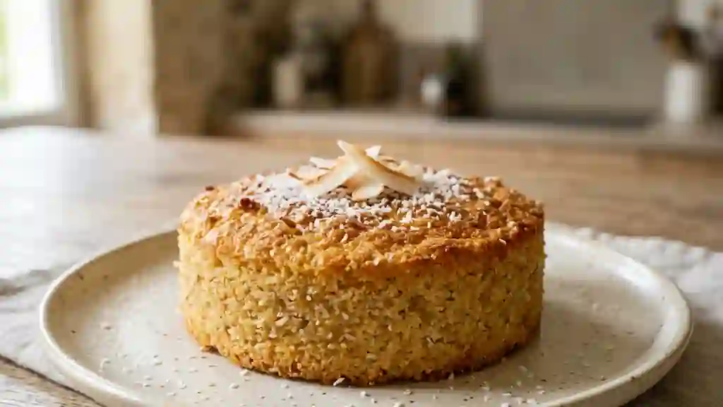 Gâteau de semoule fondant à la noix de coco - Photo de présentation