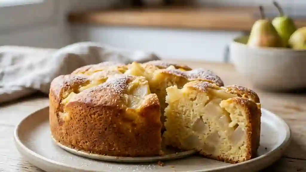 Gâteau fondant aux poires et vanille - Photo de présentation