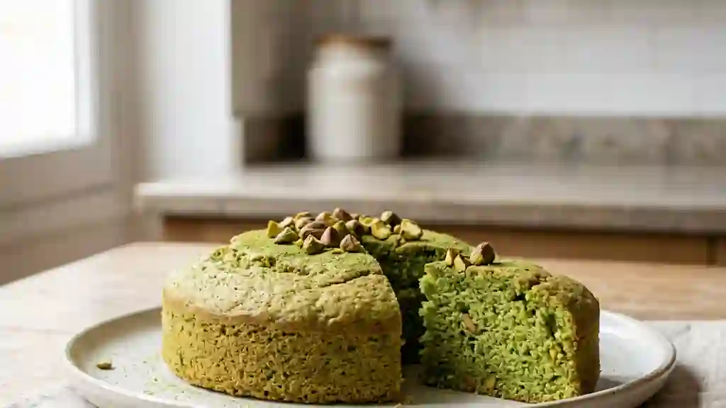 Moelleux intense au thé matcha et pistache - Photo de présentation