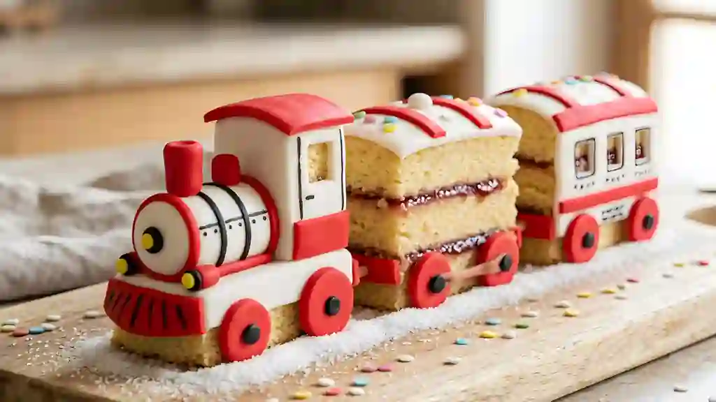 Gâteau Petit Train Vanille-Fraise - Photo de présentation