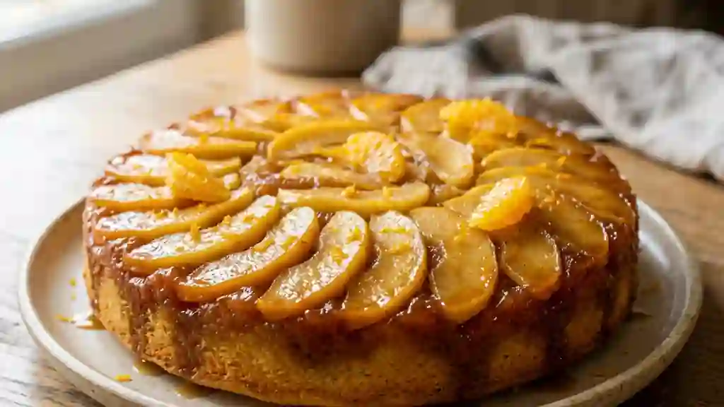 Moelleux renversé pommes-orange au caramel - Photo de présentation